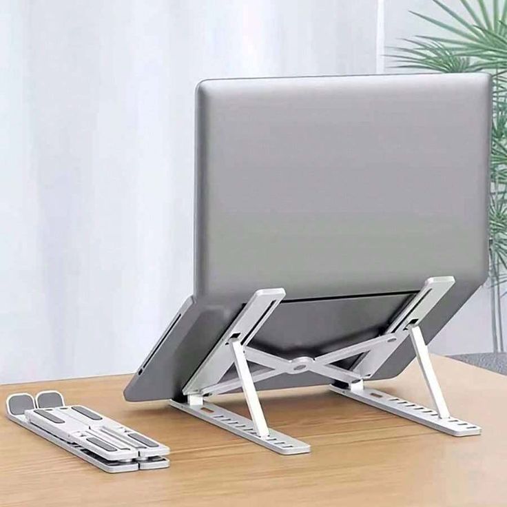 Laptop/Desktop Riser Stand Holder Compatible for MacBook, HP, Dell, Lenovo & All Other Notebook (Silver)