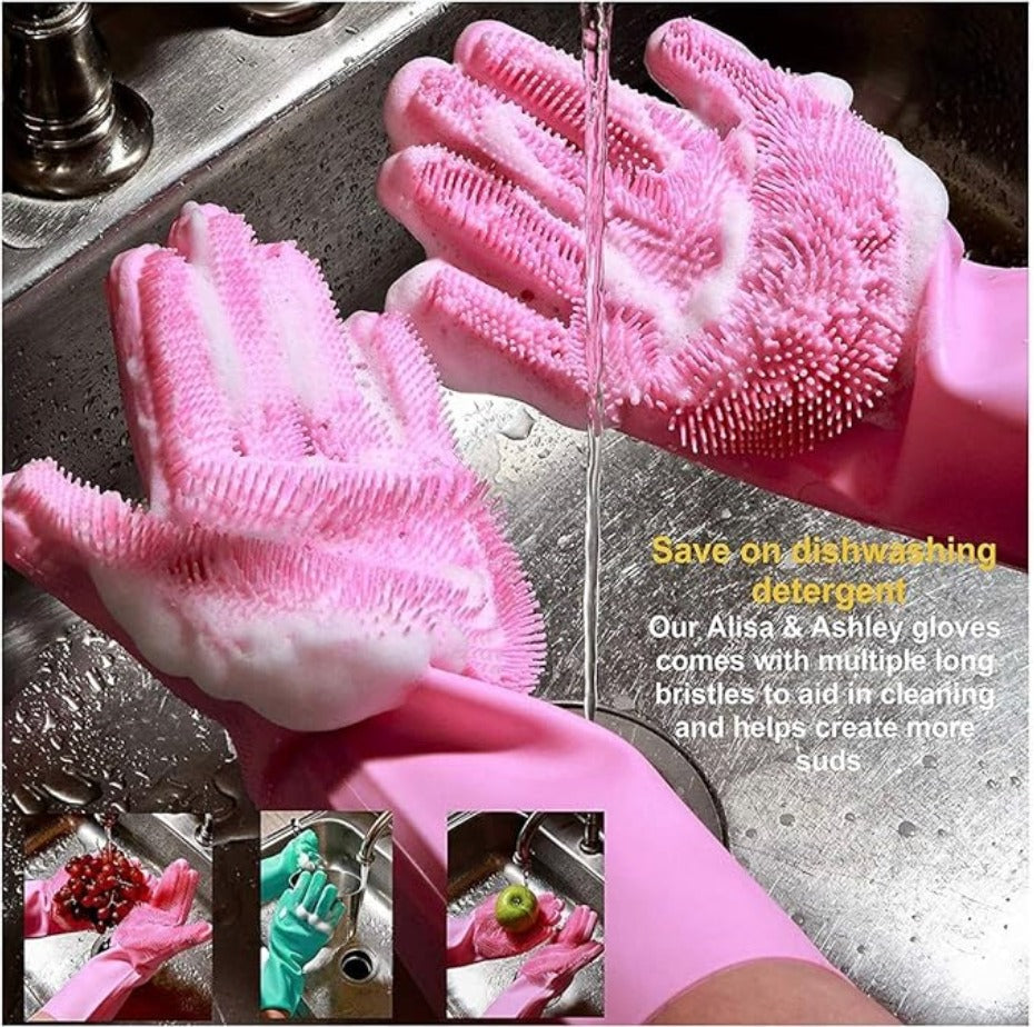 Solitude Magic Gloves Silicone Dish Washing Cleaning Gloves