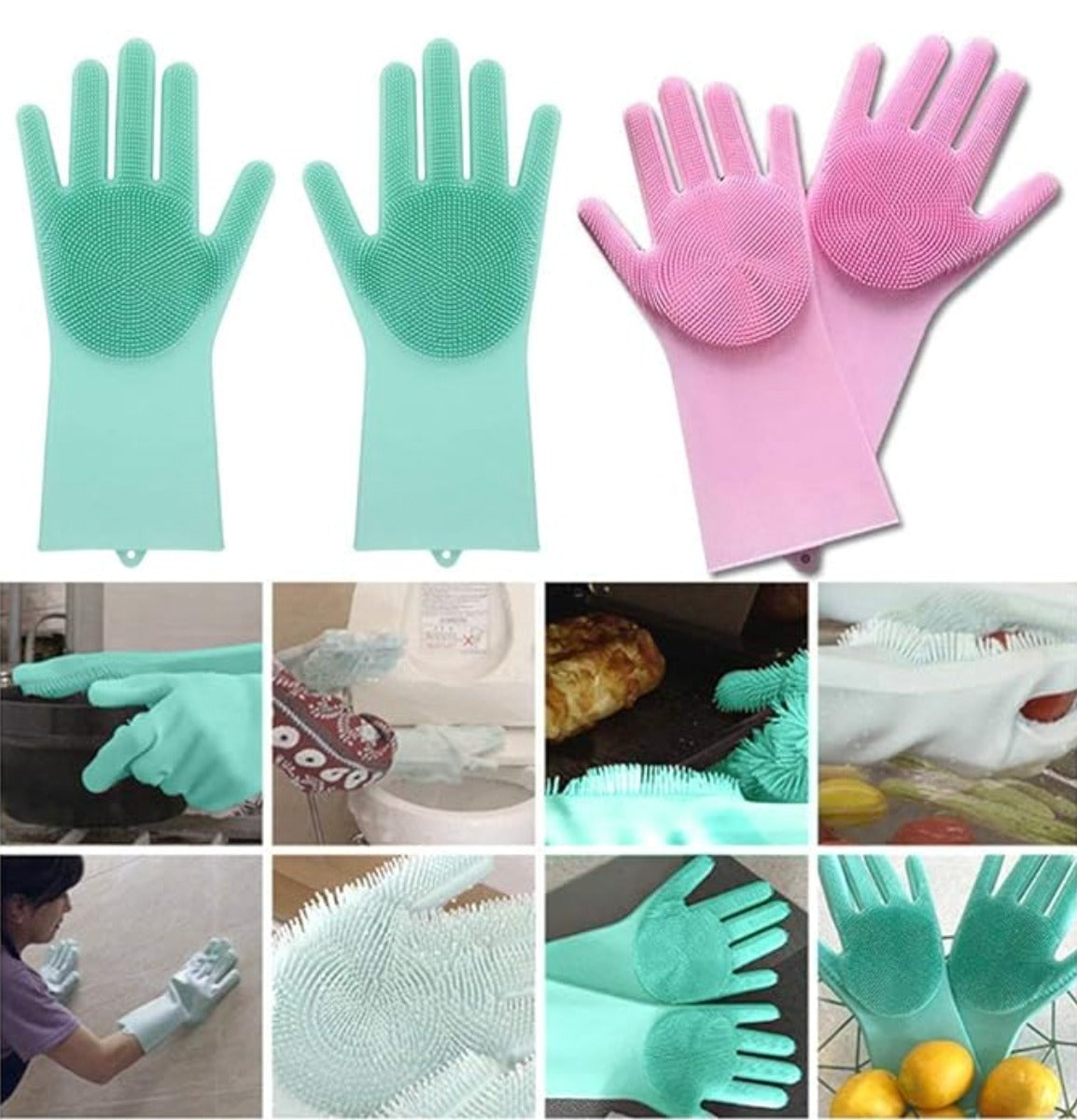 Solitude Magic Gloves Silicone Dish Washing Cleaning Gloves