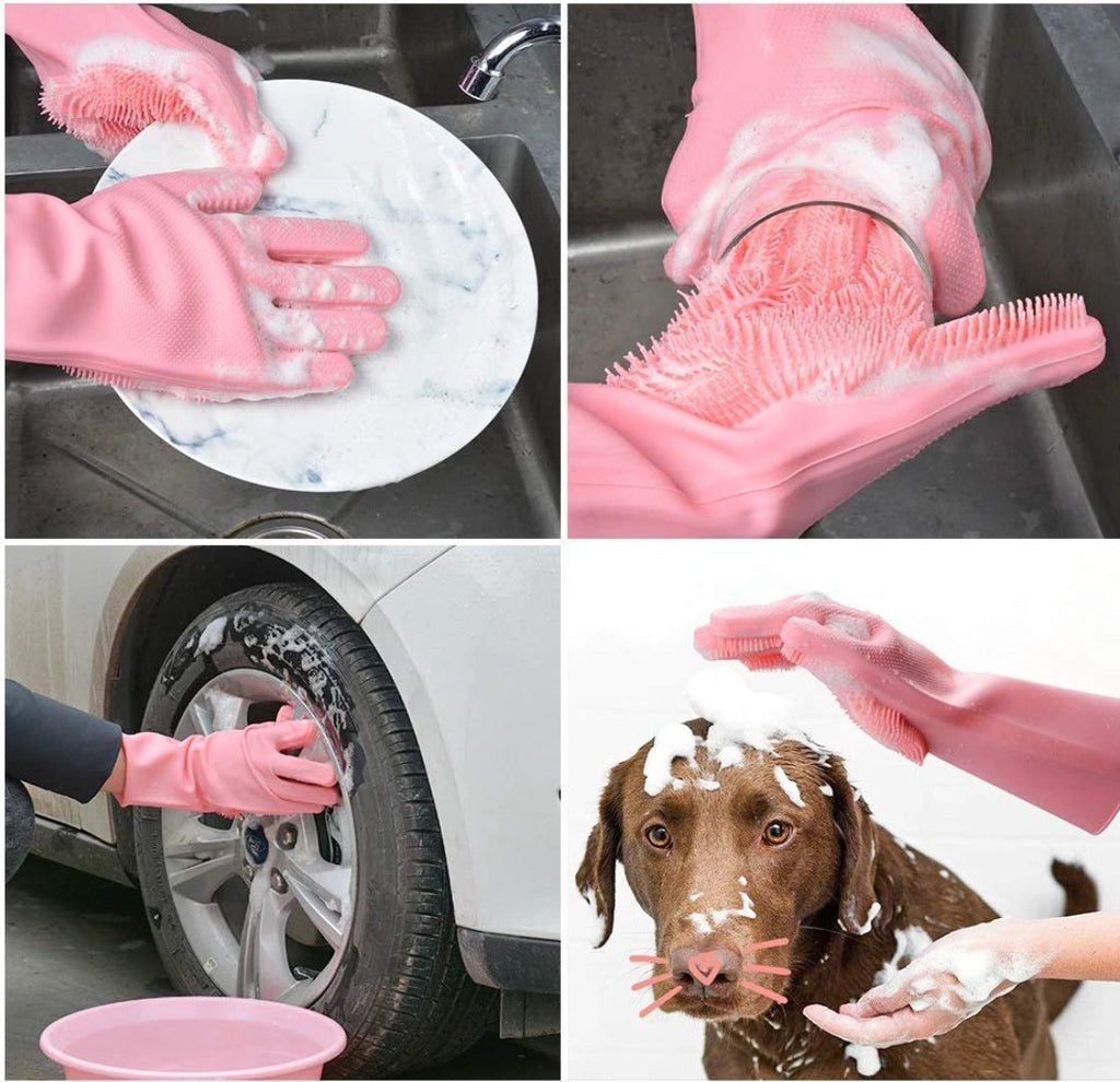 Solitude Magic Gloves Silicone Dish Washing Cleaning Gloves
